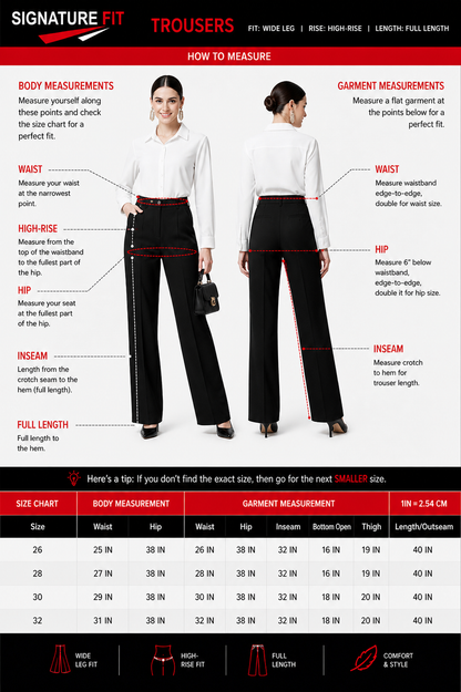 Women’s Formal Trousers | Straight Fit Office Wear Pants | High Waist Comfortable Workwear Pant for Women