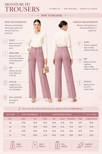 Women’s Formal Trousers | Straight Fit Office Wear Pants | High Waist Comfortable Workwear Pant for Women