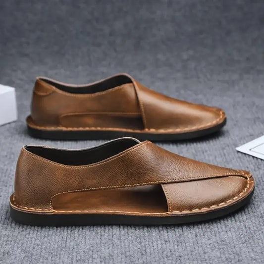 AEROWALK Tan Peshawari Sandals for Men – Handcrafted Leather Look | Slip-On